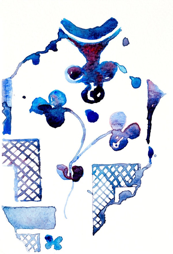 Valencian tile, watercolour 